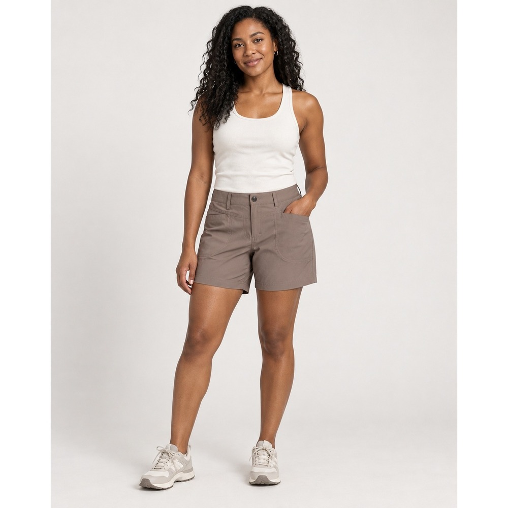 MEC Mountain Equipment Co-op Womens Taupe Hiking Shorts Size 6 Outdoor Trail